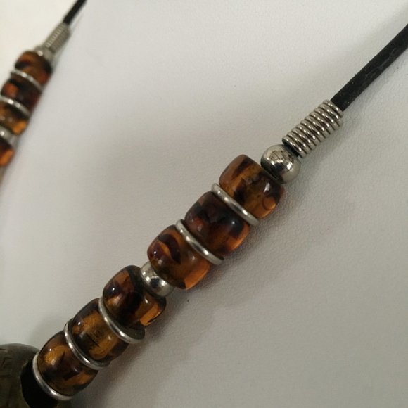 1980's Vintage Chunky Stone Necklace - Olive Topaz - Picture 4 of 6